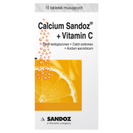 Calcium-Sandoz + Vitamina C, 10 tabletek musującyc